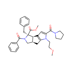 COCCn1c(C(=O)N2CCCC2)cc2c1C[C@H]1CN(C(=O)c3ccccc3)[C@@](Cc3ccccc3)(C(=O)OC)[C@@H]21 ZINC000064705094