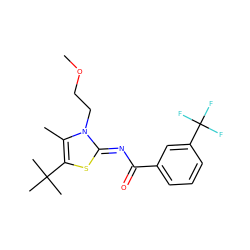 COCCn1c(C)c(C(C)(C)C)s/c1=N\C(=O)c1cccc(C(F)(F)F)c1 ZINC000028954345