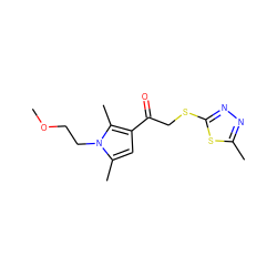 COCCn1c(C)cc(C(=O)CSc2nnc(C)s2)c1C ZINC000002846227