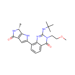 COCCn1c(NC(C)(C)C)nc2c(-c3cc4c([nH]3)[C@@H](C)NC4=O)cccc2c1=O ZINC000222402770