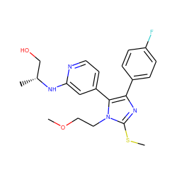 COCCn1c(SC)nc(-c2ccc(F)cc2)c1-c1ccnc(N[C@H](C)CO)c1 ZINC000040933766