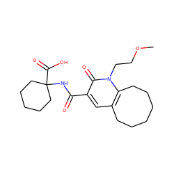 COCCn1c2c(cc(C(=O)NC3(C(=O)O)CCCCC3)c1=O)CCCCCC2 ZINC000084616293