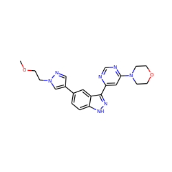 COCCn1cc(-c2ccc3[nH]nc(-c4cc(N5CCOCC5)ncn4)c3c2)cn1 ZINC000225573569