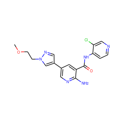 COCCn1cc(-c2cnc(N)c(C(=O)Nc3ccncc3Cl)c2)cn1 ZINC000205502674