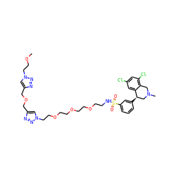 COCCn1cc(COCc2cn(CCOCCOCCOCCNS(=O)(=O)c3cccc([C@@H]4CN(C)Cc5c(Cl)cc(Cl)cc54)c3)nn2)nn1 ZINC000207190048