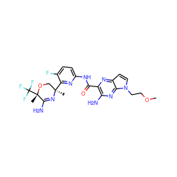 COCCn1ccc2nc(C(=O)Nc3ccc(F)c([C@]4(C)CO[C@@](C)(C(F)(F)F)C(N)=N4)n3)c(N)nc21 ZINC000167402990