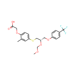 COCO[C@@H](COc1ccc(C(F)(F)F)cc1)CSc1ccc(OCC(=O)O)c(C)c1 ZINC000028704665