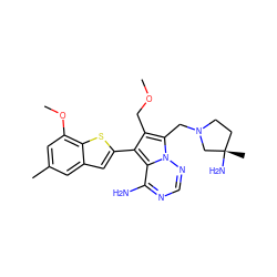 COCc1c(-c2cc3cc(C)cc(OC)c3s2)c2c(N)ncnn2c1CN1CC[C@](C)(N)C1 ZINC000220094353