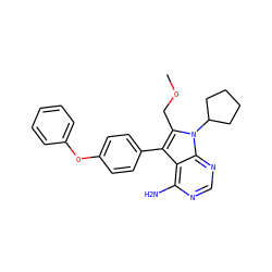 COCc1c(-c2ccc(Oc3ccccc3)cc2)c2c(N)ncnc2n1C1CCCC1 ZINC000026268053