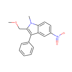 COCc1c(-c2ccccc2)c2cc([N+](=O)[O-])ccc2n1C ZINC000000195180