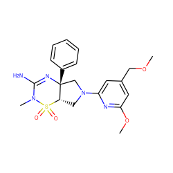 COCc1cc(OC)nc(N2C[C@H]3[C@@](c4ccccc4)(C2)N=C(N)N(C)S3(=O)=O)c1 ZINC000219513102