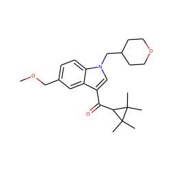 COCc1ccc2c(c1)c(C(=O)C1C(C)(C)C1(C)C)cn2CC1CCOCC1 ZINC000014975865