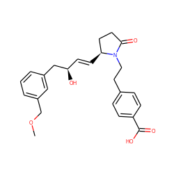 COCc1cccc(C[C@H](O)/C=C/[C@H]2CCC(=O)N2CCc2ccc(C(=O)O)cc2)c1 ZINC000013585537