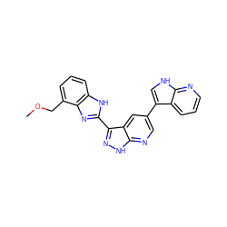 COCc1cccc2[nH]c(-c3n[nH]c4ncc(-c5c[nH]c6ncccc56)cc34)nc12 ZINC000072176790