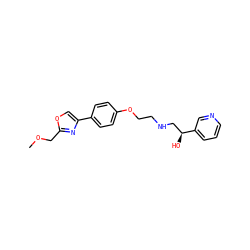 COCc1nc(-c2ccc(OCCNC[C@H](O)c3cccnc3)cc2)co1 ZINC000049949673