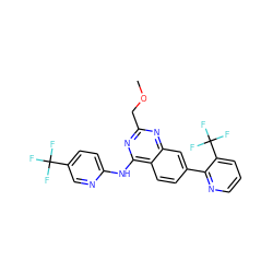 COCc1nc(Nc2ccc(C(F)(F)F)cn2)c2ccc(-c3ncccc3C(F)(F)F)cc2n1 ZINC000040847852