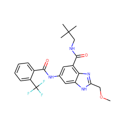 COCc1nc2c(C(=O)NCC(C)(C)C)cc(NC(=O)c3ccccc3C(F)(F)F)cc2[nH]1 ZINC000205657343