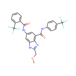 COCc1nc2c(C(=O)Nc3ccc(C(F)(F)F)cc3)cc(NC(=O)c3ccccc3C(F)(F)F)cc2[nH]1 ZINC000207720519