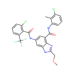 COCc1nc2c(C(=O)Nc3cccc(Cl)c3C)cc(NC(=O)c3c(Cl)cccc3C(F)(F)F)cc2[nH]1 ZINC000207732872