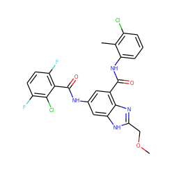 COCc1nc2c(C(=O)Nc3cccc(Cl)c3C)cc(NC(=O)c3c(F)ccc(F)c3Cl)cc2[nH]1 ZINC000205654963