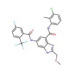 COCc1nc2c(C(=O)Nc3cccc(Cl)c3C)cc(NC(=O)c3cc(F)ccc3C(F)(F)F)cc2[nH]1 ZINC000207732937