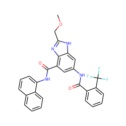 COCc1nc2c(C(=O)Nc3cccc4ccccc34)cc(NC(=O)c3ccccc3C(F)(F)F)cc2[nH]1 ZINC000205657252