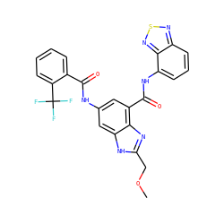 COCc1nc2c(C(=O)Nc3cccc4nsnc34)cc(NC(=O)c3ccccc3C(F)(F)F)cc2[nH]1 ZINC000218706844