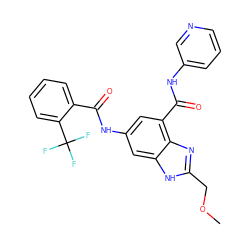 COCc1nc2c(C(=O)Nc3cccnc3)cc(NC(=O)c3ccccc3C(F)(F)F)cc2[nH]1 ZINC000205655933