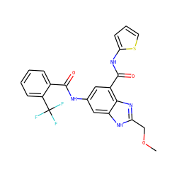 COCc1nc2c(C(=O)Nc3cccs3)cc(NC(=O)c3ccccc3C(F)(F)F)cc2[nH]1 ZINC000205657369