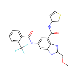 COCc1nc2c(C(=O)Nc3ccsc3)cc(NC(=O)c3ccccc3C(F)(F)F)cc2[nH]1 ZINC000218703189