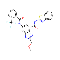 COCc1nc2c(C(=O)Nc3nc4ccccc4s3)cc(NC(=O)c3ccccc3C(F)(F)F)cc2[nH]1 ZINC000207725139