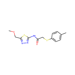 COCc1nnc(NC(=O)CSc2ccc(C)cc2)s1 ZINC000000480432