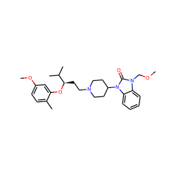 COCn1c(=O)n(C2CCN(CC[C@@H](Oc3cc(OC)ccc3C)C(C)C)CC2)c2ccccc21 ZINC000003990523