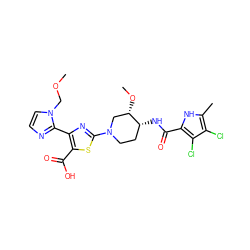 COCn1ccnc1-c1nc(N2CC[C@@H](NC(=O)c3[nH]c(C)c(Cl)c3Cl)[C@@H](OC)C2)sc1C(=O)O ZINC000059129427