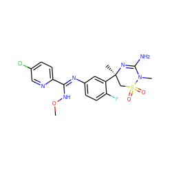 CON/C(=N\c1ccc(F)c([C@]2(C)CS(=O)(=O)N(C)C(N)=N2)c1)c1ccc(Cl)cn1 ZINC000209494694