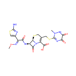 CON=C(C(=O)N[C@@H]1C(=O)N2C(C(=O)O)=C(CSc3nc(=O)c(=O)[nH]n3C)CS[C@H]12)c1csc(N)n1 ZINC000004097463