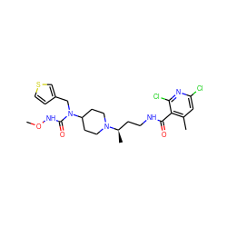 CONC(=O)N(Cc1ccsc1)C1CCN([C@H](C)CCNC(=O)c2c(C)cc(Cl)nc2Cl)CC1 ZINC000034775579