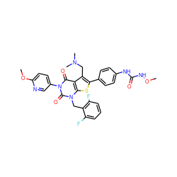 CONC(=O)Nc1ccc(-c2sc3c(c2CN(C)C)c(=O)n(-c2ccc(OC)nc2)c(=O)n3Cc2c(F)cccc2F)cc1 ZINC000072110050