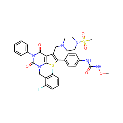 CONC(=O)Nc1ccc(-c2sc3c(c2CN(C)CCN(C)S(C)(=O)=O)c(=O)n(-c2ccccc2)c(=O)n3Cc2c(F)cccc2F)cc1 ZINC000072109853