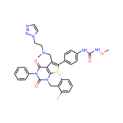 CONC(=O)Nc1ccc(-c2sc3c(c2CN(C)CCn2ccnn2)c(=O)n(-c2ccccc2)c(=O)n3Cc2c(F)cccc2F)cc1 ZINC000072110433