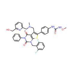 CONC(=O)Nc1ccc(-c2sc3c(c2CN(C)Cc2cccc(CO)n2)c(=O)n(-c2ccccc2)c(=O)n3Cc2c(F)cccc2F)cc1 ZINC000072110793