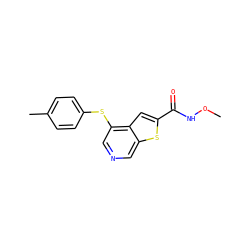 CONC(=O)c1cc2c(Sc3ccc(C)cc3)cncc2s1 ZINC000013862329