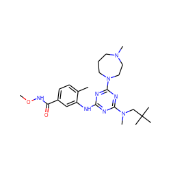 CONC(=O)c1ccc(C)c(Nc2nc(N(C)CC(C)(C)C)nc(N3CCCN(C)CC3)n2)c1 ZINC000013586099