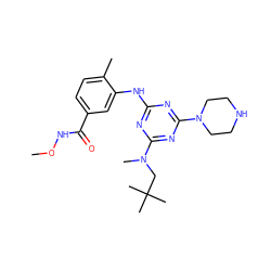 CONC(=O)c1ccc(C)c(Nc2nc(N(C)CC(C)(C)C)nc(N3CCNCC3)n2)c1 ZINC000012365515