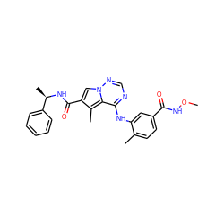 CONC(=O)c1ccc(C)c(Nc2ncnn3cc(C(=O)N[C@H](C)c4ccccc4)c(C)c23)c1 ZINC000014974242