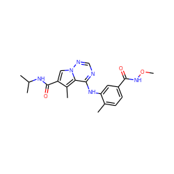 CONC(=O)c1ccc(C)c(Nc2ncnn3cc(C(=O)NC(C)C)c(C)c23)c1 ZINC000014974223