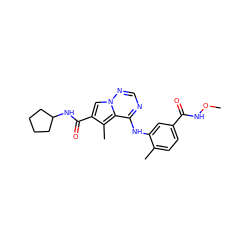 CONC(=O)c1ccc(C)c(Nc2ncnn3cc(C(=O)NC4CCCC4)c(C)c23)c1 ZINC000014974231