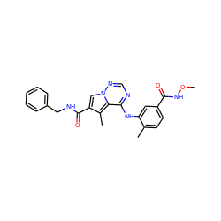 CONC(=O)c1ccc(C)c(Nc2ncnn3cc(C(=O)NCc4ccccc4)c(C)c23)c1 ZINC000014974234