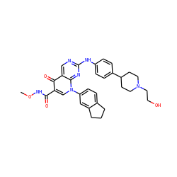 CONC(=O)c1cn(-c2ccc3c(c2)CCC3)c2nc(Nc3ccc(C4CCN(CCO)CC4)cc3)ncc2c1=O ZINC000044351716