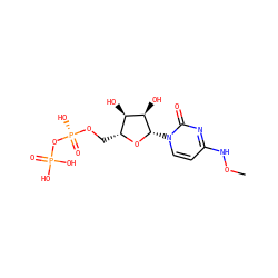 CONc1ccn([C@@H]2O[C@H](CO[P@](=O)(O)OP(=O)(O)O)[C@@H](O)[C@H]2O)c(=O)n1 ZINC000084373619